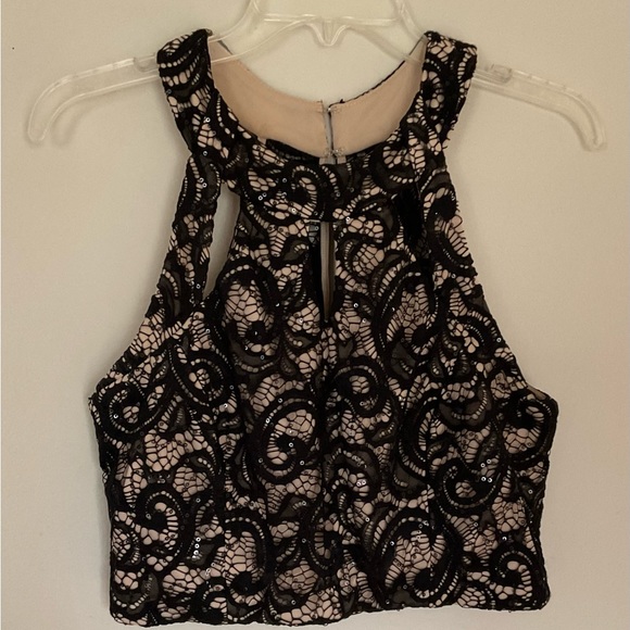 Windsor Speechless 2 Pc Black Sequin Formal Skirt and Halter Top - Picture 2 of 5